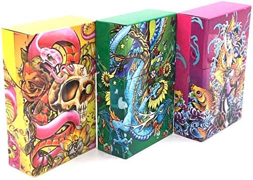 Fess Products Metal Tattoo Cigarette Case Box for King Size Cigarettes (3 Boxes 85mm)