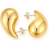 Ava Riley Chunky Gold Earrings, Small Gold Teardrop Earrings for Women, Chunky Silver Ear Studs Tear Drop S925 Sterling Silver Jewelry