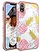 Case for iPhone XR,CASY MALL Dual Layer Heavy Duty Hybrid PC+TPU Protect Case for Apple iPhone XR 6.1 Inch 2018 Pineapple Rose Pink primary