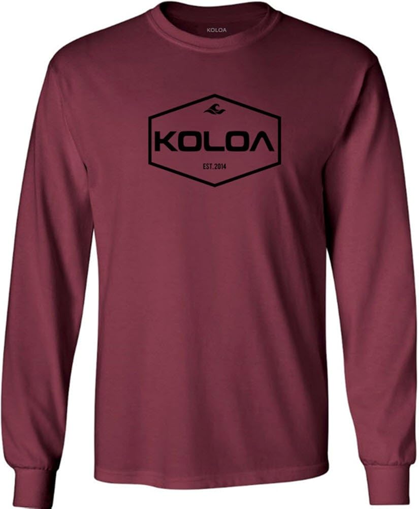 Joe's USA Koloa Surf Long Sleeve Hexagon Logo Heavy Cotton T-Shirts. Regular, Big & Tall