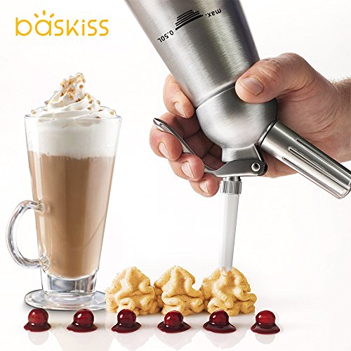 Professional Whipped Cream Dispenser, Aluminum Cream Whipper, 3 Sainless Steel Nozzles and 3 Plastic Pastry Tube, for Baking and Beverages (500ml)