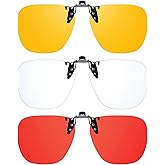 VIEWBETTER 3 Pack Clip On Blue Light Blocking Glasses for Eyes Strain/Light-Sensitive Flip Up Computer Gaming Glasses BL1008