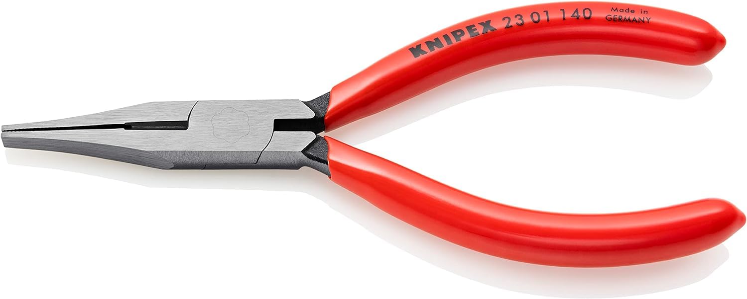 KNIPEX Flat Nose Pliers with Cutting Edges (Precision Mechanics Pliers) Plastic Coated 140 mm 23 01 140