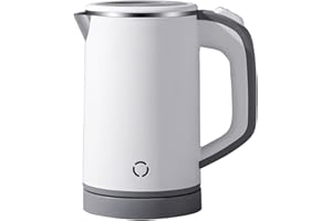 Small Electric Kettle 0.8L Mini Travel Tea Kettle Portable Hot Water kettle Stainless Steel Double Water Boiler Auto Shut-off