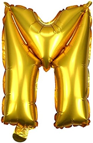 16" Helium Foil Letter Balloons For Decorations Party Supplies (Letter M, Gold)