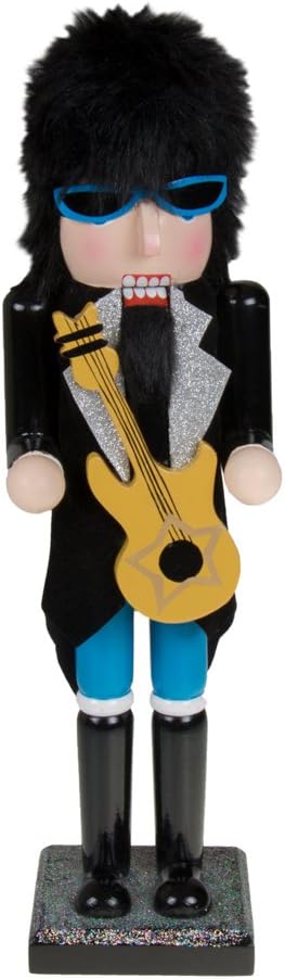 Nutcrackers - Clever Creations Guitarist 15 Inch Traditional Wooden Nutcracker, Festive Christmas Décor for Shelves and Tables