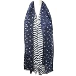 ALLYDREW Stripes & Anchor Marine Scarf Nautical Scarf Lightweight Scarf (72" x 42") ALLYDREW Stripes & Anchor Marine Scarf Nautical Scarf Lightweight Scarf (72" x 42")