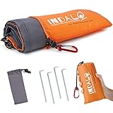 Indalo 79x56-Inch Waterproof, Sandproof Blanket with Stakes, Emergency Rain Hood and Carabiner in a Compact Travel Bag