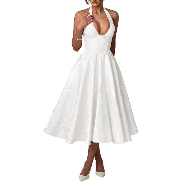 ZBYY Women's Deep V-Neck Ruffle Sleeve Cocktail Dress - Bodycon Pencil Slit Formal Evening Gown, White