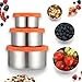 Janolia Stainless Steel Food Containers, Set of 3 Lunch Boxes, Reusable, Leak Proof, Stackable, To Go Containers for Kids with Silicone Lids, Good for Food, Snacks, Salad Dressing