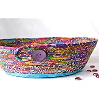 Cat Bed Furniture, Handmade Coiled Batik Pet Bed, Rustic Cat Dog Bed, Bohemian Artisan Fabric Basket, Magazine Bin, Storage Conatiner