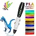 3D Pen with with Filament, DigiHero 3D Printing Pen with 1.75mm PLA Filament Pack of 12 Different Colors, Each Color 10 Feet, 3D Print Pen is Perfect Gift for Kids, Adults