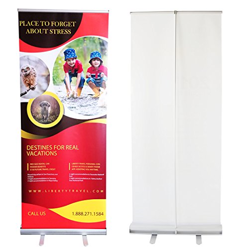 HAITIAN Aluminum Retractable Banner Stand 33x79, Roll up Banner Stand Graphic Size 33 x 79 Inches for Conference and Trade Show, Packed in A Padded Carrying Bag, Banner Does Not Included