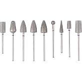 9pcs Pedicure Cone Barrel Ball Drill Bits for Cracked Skin Callus Removal | MZCMSL Diamond Nail Drill Bits, 3/32 Shank Pro Foot Cuticle Bit