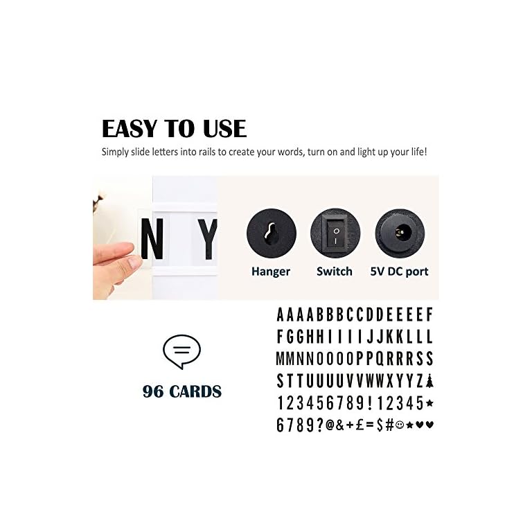 Light up Box Sign with Letters A4 Size DIY Decorative Cinema Symbols