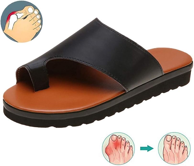 XXD Bunion Corrector Sandals for Women, Correct Toe Comfy Flat Slides, Summer Orthotic Shoes PU