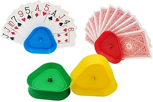4 Pack 4 Colors Card Stock Triangle Shaped Hands Free Poker Holder Tray for Game Decks