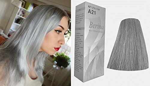 Berina Permanent Hair Color A21 light grey Hair Dye Cream #21