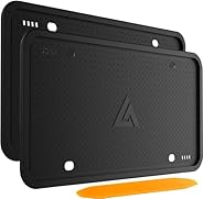 Aujen Silicone Black License Plate Frames, 2 Pack Universal Car License Plate Holders, Rust-Proof and Weather-