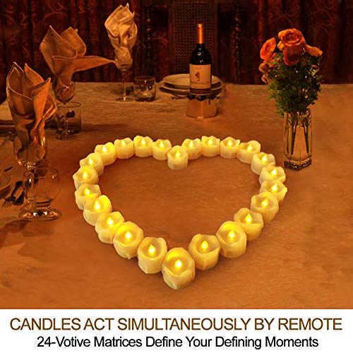 HOME MOST Set of 24 LED Votive Candles with Remote and Timer (Cream