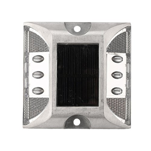 SODIAL Solar 6 LED Road Stud Light Pathway Deck Dock Driveway Garden Waterproof Lamp, White