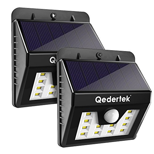 Qedertek 2 Pack12 LED Motion Sensor Solar Lights, Wireless Security Sensing Wall Lights for Garden, Patio, Yard, Deck, Path (2 Pack)