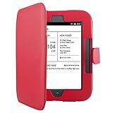 Insten® Flap Cover-up Leather Case Pouch Compatible with Barnes & Noble Nook Simple Touch with GlowLight , Red