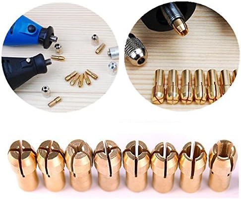 Soviton 10pcs Brass Collet 1mm 1.6mm 2.3mm 3.2mm Rotary Tool Fit Dremel Drill
