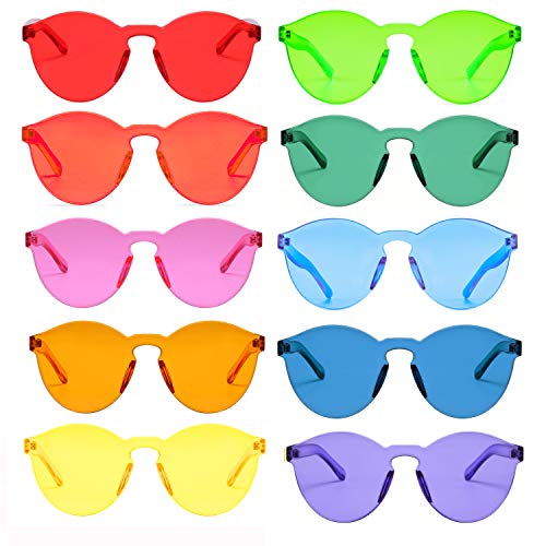 One Piece Rimless Sunglasses Transparent Candy Color Tinted Eyewear (10 Color)