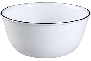 Corelle Livingware 28-Ounce Super Soup/Cereal, Classic Café Black Rim, 3 Bowls, White