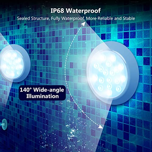 LyLmLe Hottub 2 Pack Rechargeable LED Spotlight RGBW IP68 Waterproof with Remote Control, Up to 40 Hours, 15 cm Magnetic Underwater Lights for Off-Ground Pools