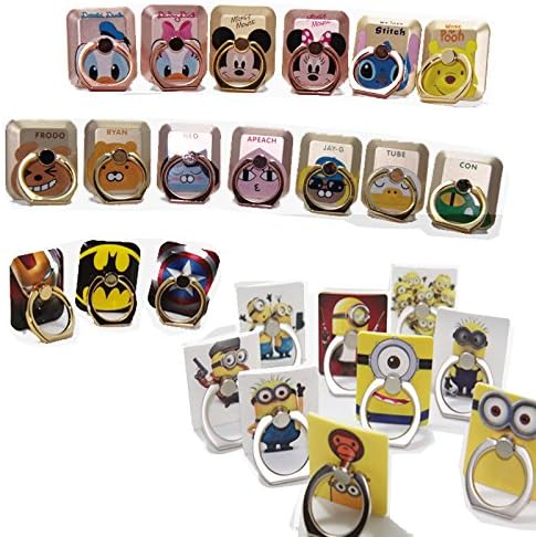 AIK Cell Phone Accessories Set : Mobile Phone Character Printed Ring Holders 3 in 1 package (iPhone 5 / 5S / 6S / 6S+ /7 /7+ /Samsung /LG etc)