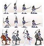 Plastic Toy Soldiers Napoleonic French Infantry Battle of Waterloo Painted Set 1/32 Scale 16 Pieces by Sunjade