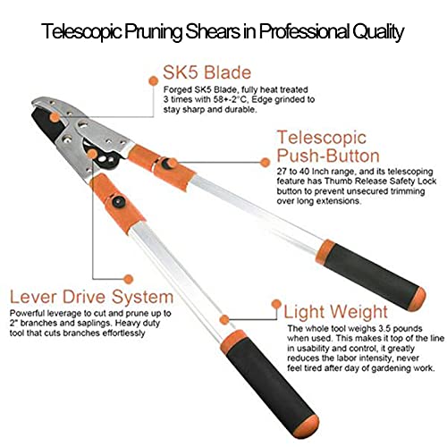 LCAIHUA Teleskop Astschere 680 mm bis 950 mm, Scharfe und Bequeme Bypass Baumschere, Robustes und Sicheres… – Bild 8
