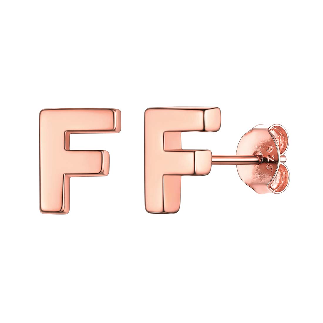 ChicSilver Initial F Letter Stud Earrings for Women Rose Gold Plated Alphabet Monogram Jewelry — image 1