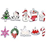 Housweety 20 Mixed Silver Plated Enamel Christmas Charms Pendants