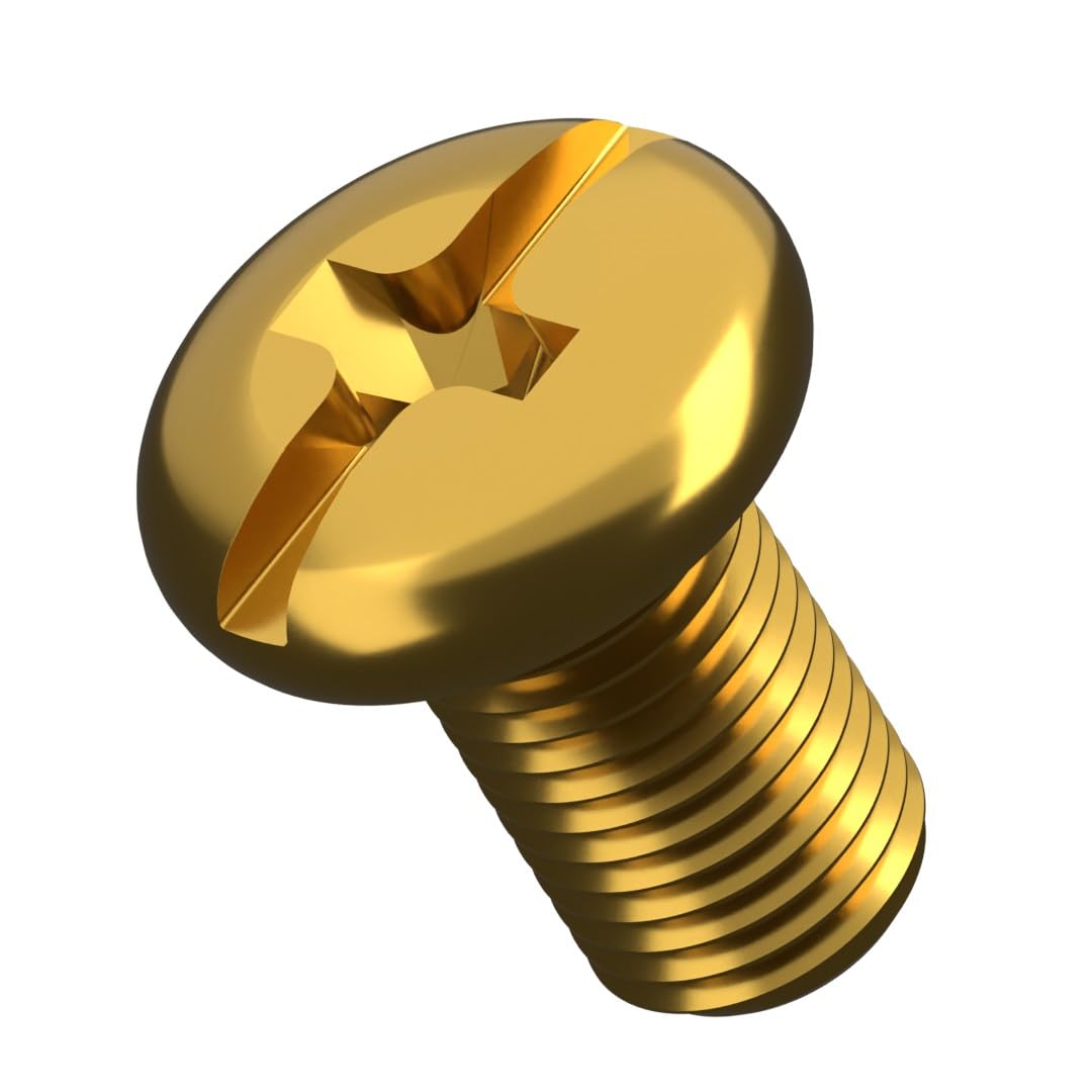 M5 (5mm x 30mm) Brass Phillips Pan Head Machine Screws Metric Fully Threaded DIN 7985 (Pack of 20) E3C — image 1