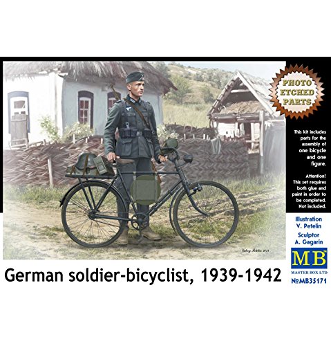 Master Box Models German Soldier-Bicyclist, 1939-1942 with Photo-Etched Parts Model Kit (1/35 Scale)