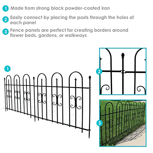 Sunnydaze 2Piece Decorative Finial Garden Landscape Metal Border Fence