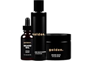 GOLDEN GROOMING COMPANY Golden Grooming Co. Everyday Beard Bundle – Complete Beard Care Set | Includes Beard Oil, Balm & Shampoo (Regular, Fresh)
