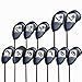FINGER TEN Premium Synthetic Leather Stylish Iron & Wedge Golf Head Covers Value 12 Piece Set, Embroidered Labels & Fits Most Clubs Gift Set, Travel Protection Accessories (Both Side-Black)