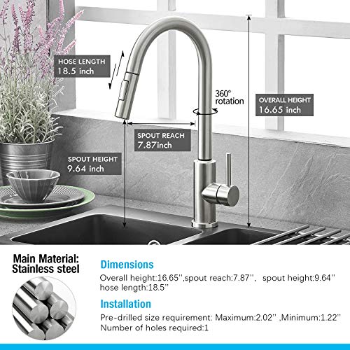 Qomolangma Touch Sensor Kitchen Faucets with Pull Down Sprayer, Touch