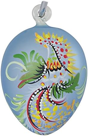 Singing Bird Czech Hand Blown Glass Easter Egg Ornament. Made in Czech Republic.