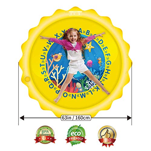 HISTOYE Splash Pad for Toddlers Kids Sprinkler Summer 63" Large Size Sprinkle Play Mat Outdoor Fun Lawn Water Mat Toy Age 3-5 Toys Wading Pool for Girl Boy Babies - Thumbnail 4