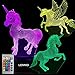 LJOYKID 3PCS 3D Unicorn Night Light——3D Unicorn Lamp 3 Pattern 7 Colors Changing Decor Lamp with Remote Control for Kids Illusion Bedside Lamps Ideal Gifts for Girls and Unicorn Lovers