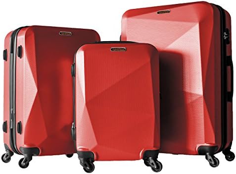 3 Piece Luggage Set Durable Lightweight Hard Case Spinner Suitecase LUG3 HD1629 DARK RED
