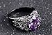 Huanhuan Men's Hot Oval Cut Huge Purple Amethyst CZ Black Gold Plated Rings Gift Size 7 to 13