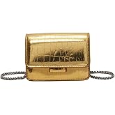 Metallic Evening Mini Silver Purse, Crossbody Bags for Women Y2K Glitter Clutch Handbag for Nightclub Parties