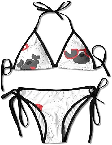 TRUSTINEEgFF Women's Dogs in Various States Sad Happy Cool Excited Dog Bone Dotted Mug Swimming Bikini