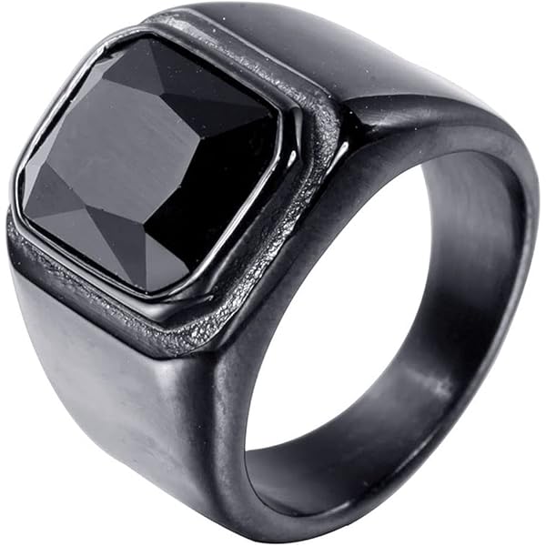 Jude Jewelers Black Stainless Steel Red Crystal Signet Biker